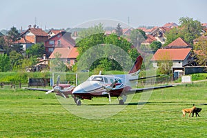 Small aircraft on private airport