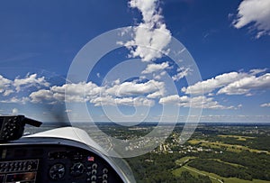 Small aircraft taking off from runway