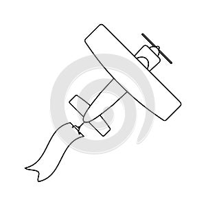 Small airplane with banner black and white