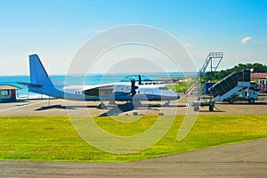 Small airplane coast airport. Bali