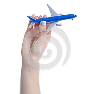Small airplane in hand