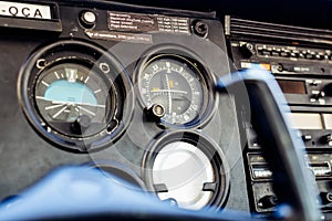 Small Airplane instrument panel in flight