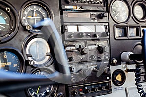 Small Airplane instrument panel in flight