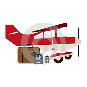 Small airplane with luggage