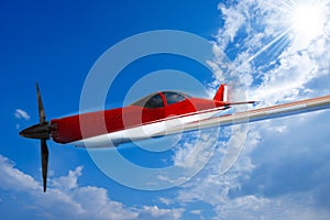 Small Airplane Propeller with Blue Sky