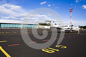 Small airplane on runway