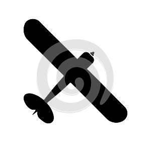 Small airplane, simple black isolated, web icon, vector illustration