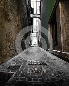 Small alley in the middle of Salo in Italy on Lake Garda