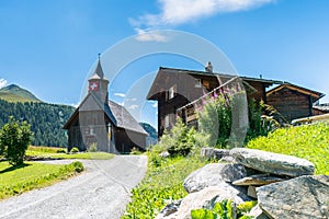 Small alpine village in the Swiss Alps