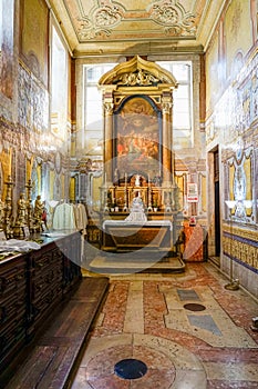 Small altar inside the church of Santo AntÃ³nio in Lisbon. photo