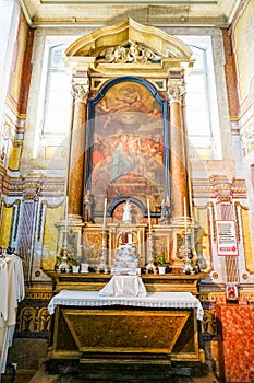 Small altar inside the church of Santo AntÃ³nio in Lisbon. photo