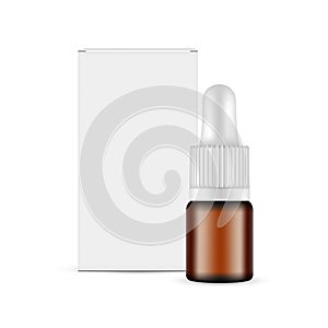 Small Amber Dropper Bottle Mockup With Paper Box