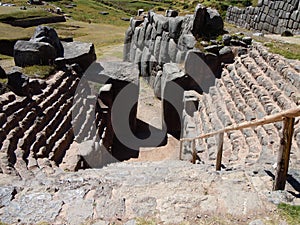 Small ampitheater at the ruins of Saqsaywaman, Cusco City in Peru