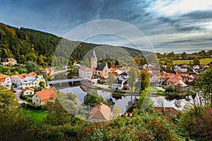 Small ancient town and medieval castle Rozmberk nad Vltavou, Czech Republic