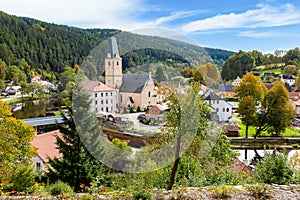 Small ancient town and medieval castle Rozmberk nad Vltavou, Czech Republic