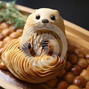 Cheese Otter Food Sculpture: A Joyful Celebration Of Nature photo
