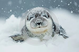 small animals in the snow playing together