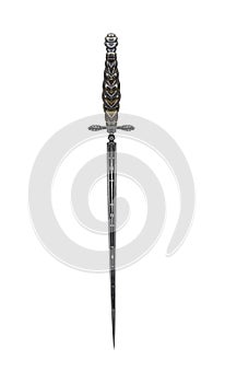 Small antique japan sword on a white background.