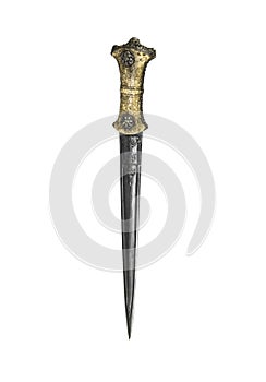 Small antique japan sword on a white background.