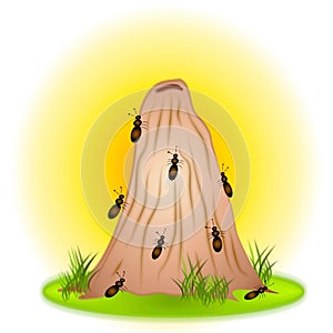 Small Ants on Anthill Clip Art
