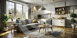 Small Apartment Design Ideas A Cozy Living Space Featuring a Functional Kitchen and Bedroom