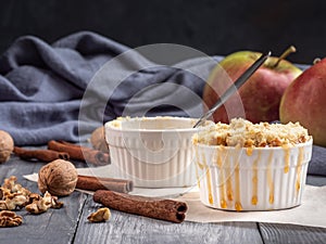 Small apple pies in a cocotte