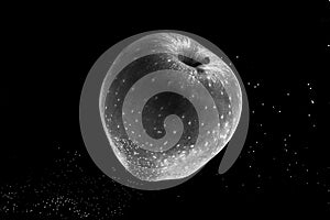 Small apple in see trough water