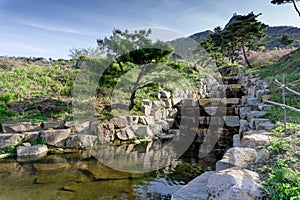Small artificial waterfall and rillet created in Hwangmaesan County Park photo