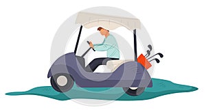 Small automobile for golf course, car with clubs