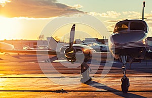 Small Aviation: Private Jet is Parked on a Tarmac in a Beautiful