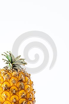 Small Azorean pineapple in white background with copy space