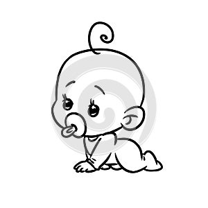 Small baby cartoon minimalism character coloring page