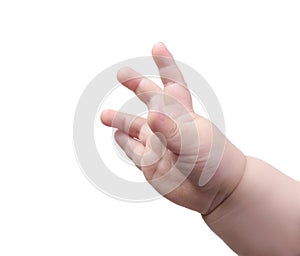 Small baby hand isolated on the white