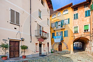 Small backstreet and colorful houses in Italy. photo