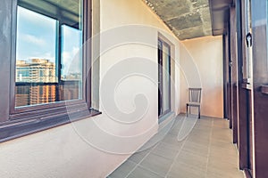 Small balcony interior in modern apartment building