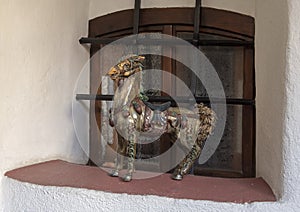 Small baroque statue of a horse in the Hotel-Restaurant Zum Schwarzen Baren, Emmersdorf an der Danau, Austria