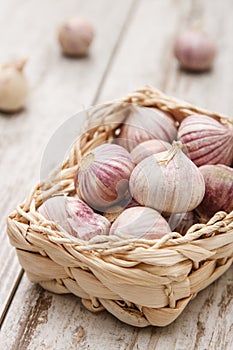Small basket with garlic