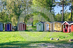 Small beach houses in Ystad city in Skane, Sweden