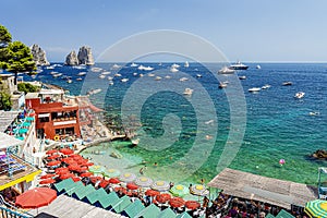 Small beach in the Island of Capri, Amalfi Coast, Italy