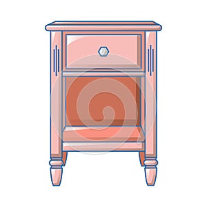 Small bedside table icon, cartoon style