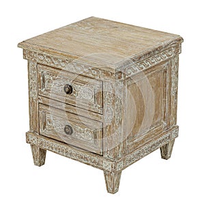 small bedside table with two drawers.