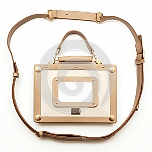 Small Beige Handbag With Strap - Instant Film Style Photo Frame