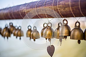 Small bells was hung at temple.