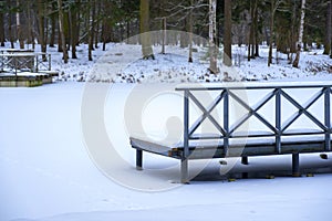 Small berth on pond in winter season