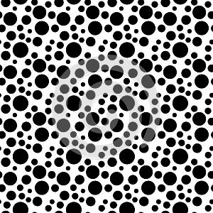 Small And Big Black Polka Dots, White Background, Seamless Background.
