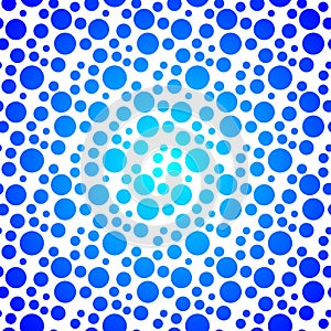 Small And Big Blue Sky Blue Polka Dots Vector White Background, Seamless Background.