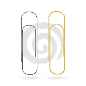 Small Binder Clips Vector Isolated On White. Realistic Paper Clip Set