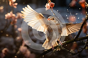 A small bird landing on a branch