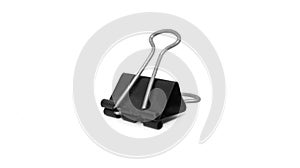 Small black binder clip paper clip for office supplies.