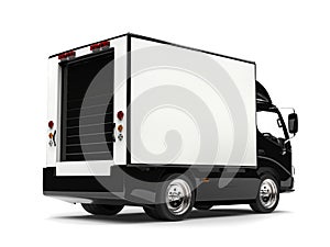 Small black box truck - back view